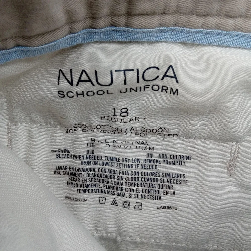 Nautica Shorts‎ Boys 18 Beige School Uniform Twill Flat Front Chino Bermuda